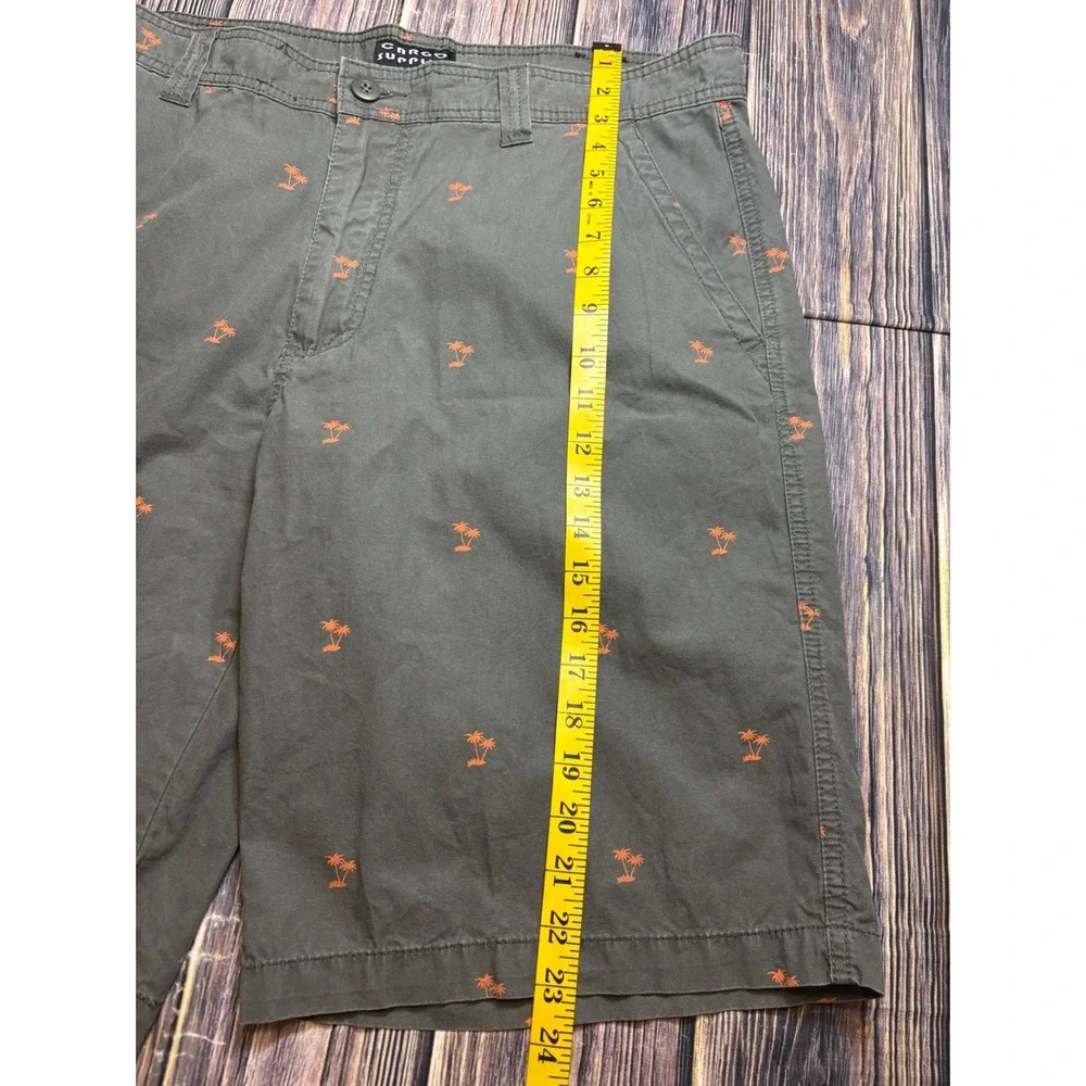 Cargo Supplies Mens Cotton Shorts Size 38 Olive Green Palm Tree Print Tropical